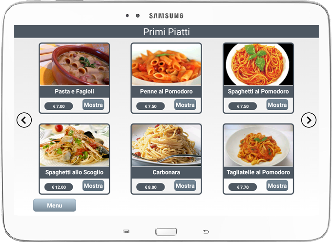 Tablet per ordinazioni ristorante